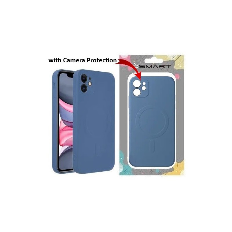 COVER PROTEZIONE APPLE IPHONE 11 - MAGSAFE SILICONE BLU (CON PROTEZIONE FOTOCAMERA)