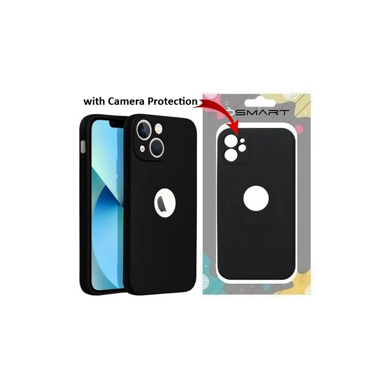 COVER PROTEZIONE APPLE IPHONE 14 PRO MAX - SOFT SILICONE NERO (CON PROTEZIONE FOTOCAMERA E FORO PER IL LOGO)