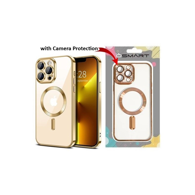 COVER PROTEZIONE APPLE IPHONE 11 - MAGSAFE TPU TRASPARENTE/GOLD (CON PROTEZIONE FOTOCAMERA)