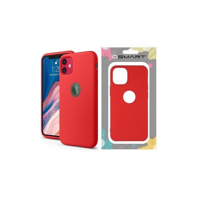 COVER PROTEZIONE APPLE IPHONE 12 - SOFT SILICONE ROSSO (CON FORO PER IL LOGO)