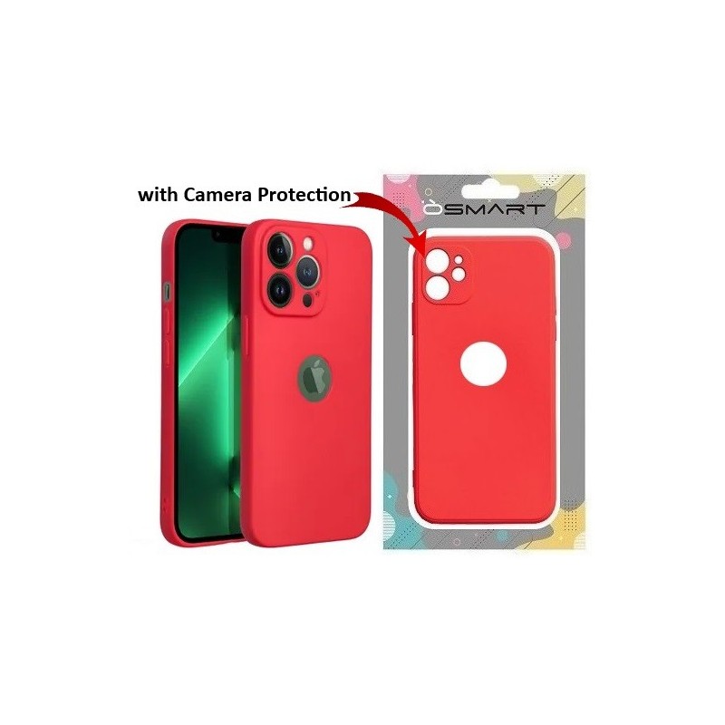 COVER PROTEZIONE APPLE IPHONE 14 PRO MAX - SOFT SILICONE ROSSO (CON PROTEZIONE FOTOCAMERA E FORO PER IL LOGO)