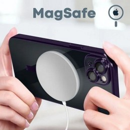 COVER PROTEZIONE APPLE IPHONE 12 - MAGSAFE TPU TRASPARENTE/VIOLA (CON PROTEZIONE FOTOCAMERA)