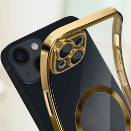 COVER PROTEZIONE APPLE IPHONE 12 - MAGSAFE TPU TRASPARENTE/GOLD (CON PROTEZIONE FOTOCAMERA)