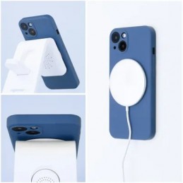 COVER PROTEZIONE APPLE IPHONE 12 PRO MAX - MAGSAFE SILICONE BLU (CON PROTEZIONE FOTOCAMERA)