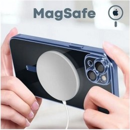 COVER PROTEZIONE APPLE IPHONE 15 - MAGSAFE TPU TRASPARENTE/BLU (CON PROTEZIONE FOTOCAMERA)