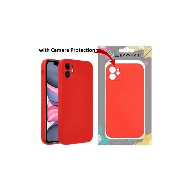 COVER PROTEZIONE APPLE IPHONE 14 - MAGSAFE SILICONE ROSSO (CON PROTEZIONE FOTOCAMERA)