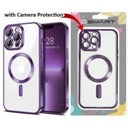 COVER PROTEZIONE APPLE IPHONE 15 PLUS - MAGSAFE TPU TRASPARENTE/VIOLA (CON PROTEZIONE FOTOCAMERA)