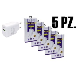 5X CARICABATTERIE USB + TYPE-C FAST CHARGER 3A 20W BIANCO VDENMENV DC23