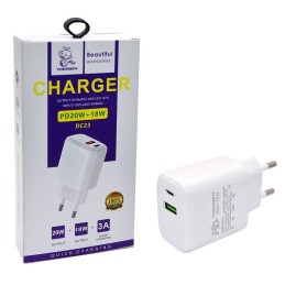 5X CARICABATTERIE USB + TYPE-C FAST CHARGER 3A 20W BIANCO VDENMENV DC23