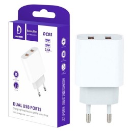 5X CARICABATTERIE USB (2 PORTE) FAST CHARGER 2.4A 12W BIANCO VDENMENV DC05