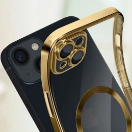 COVER PROTEZIONE APPLE IPHONE 13 PRO - MAGSAFE TPU TRASPARENTE/GOLD (CON PROTEZIONE FOTOCAMERA)