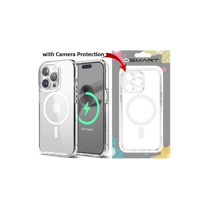 COVER PROTEZIONE APPLE IPHONE 16 - MAGSAFE TPU TRASPARENTE/BIANCO (CON PROTEZIONE FOTOCAMERA)