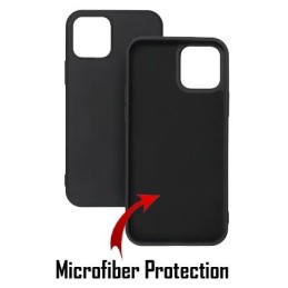 COVER PROTEZIONE APPLE IPHONE 13 PRO MAX - SILICONE NERO (CON MICROFIBRA ANTIGRAFFIO)