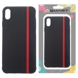 COVER PROTEZIONE APPLE IPHONE X / XS - ECOPELLE NERO ROSSO