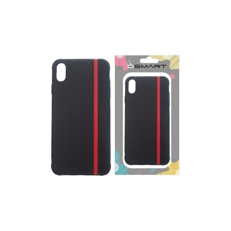 COVER PROTEZIONE APPLE IPHONE X / XS - ECOPELLE NERO ROSSO