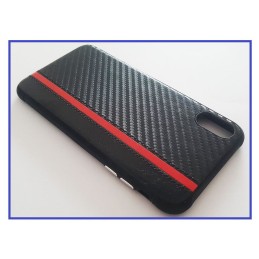 COVER PROTEZIONE APPLE IPHONE X / XS - ECOPELLE NERO ROSSO