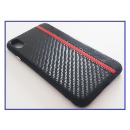 COVER PROTEZIONE APPLE IPHONE X / XS - ECOPELLE NERO ROSSO