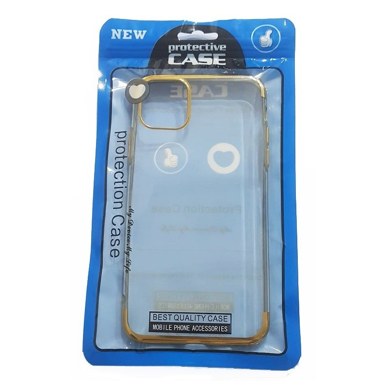 COVER PROTEZIONE SAMSUNG A50 SM-A505 - TPU TRASPARENTE/ORO