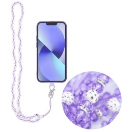 LACCETTO PORTACELLULARE DA COLLO PER SMARTPHONE - CON PERLINE VIOLA - MOD. DIAOMOND (UNIVERSALE)