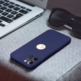 COVER PROTEZIONE APPLE IPHONE 13 - SOFT SILICONE DARK BLU (CON PROTEZIONE FOTOCAMERA E FORO PER IL LOGO)