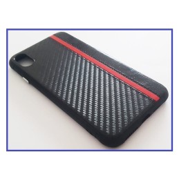 COVER PROTEZIONE APPLE IPHONE 11 PRO MAX - ECOPELLE NERO ROSSO