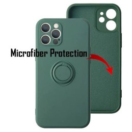 COVER PROTEZIONE APPLE IPHONE 16 PLUS- SILICONE RING VERDE MILITARE (CON ANELLO SUPPORTO E PROTEZIONE FOTOCAMERA)