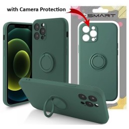 COVER PROTEZIONE APPLE IPHONE 16 PRO MAX - SILICONE RING VERDE MILITARE (CON ANELLO SUPPORTO E PROTEZIONE FOTOCAMERA)