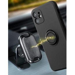 COVER PROTEZIONE APPLE IPHONE 16 PRO - SILICONE RING NERO (CON ANELLO SUPPORTO E PROTEZIONE FOTOCAMERA)