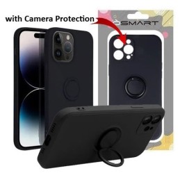 COVER PROTEZIONE APPLE IPHONE 11 - SILICONE RING NERO (CON ANELLO SUPPORTO E PROTEZIONE FOTOCAMERA)